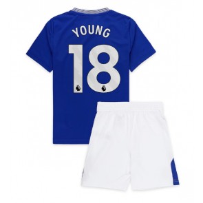 Billiga Everton Ashley Young #18 Hemmatröja Barn 2024-25 Kortärmad (+ Korta byxor)